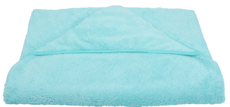 [Australia] - SINLAND Microfiber Oversized Hooded Bath Pet Towel for Dogs and Cats 100cm x 100cm Lightcyan 