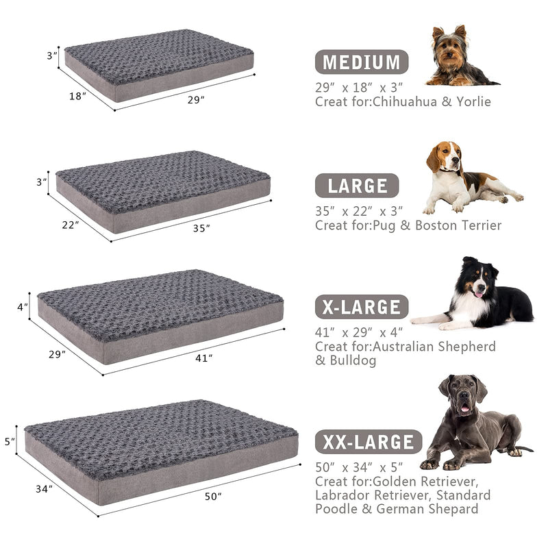 Petorrey Plush Memory Foam Orthopedic Dog Bed for Medium, Large Dogs with Cooling Gel, Washable Dog Crate Mat, Removable Cover & Waterproof Lining faux fur dog bed Medium (29" x 18" x 3”) - PawsPlanet Australia