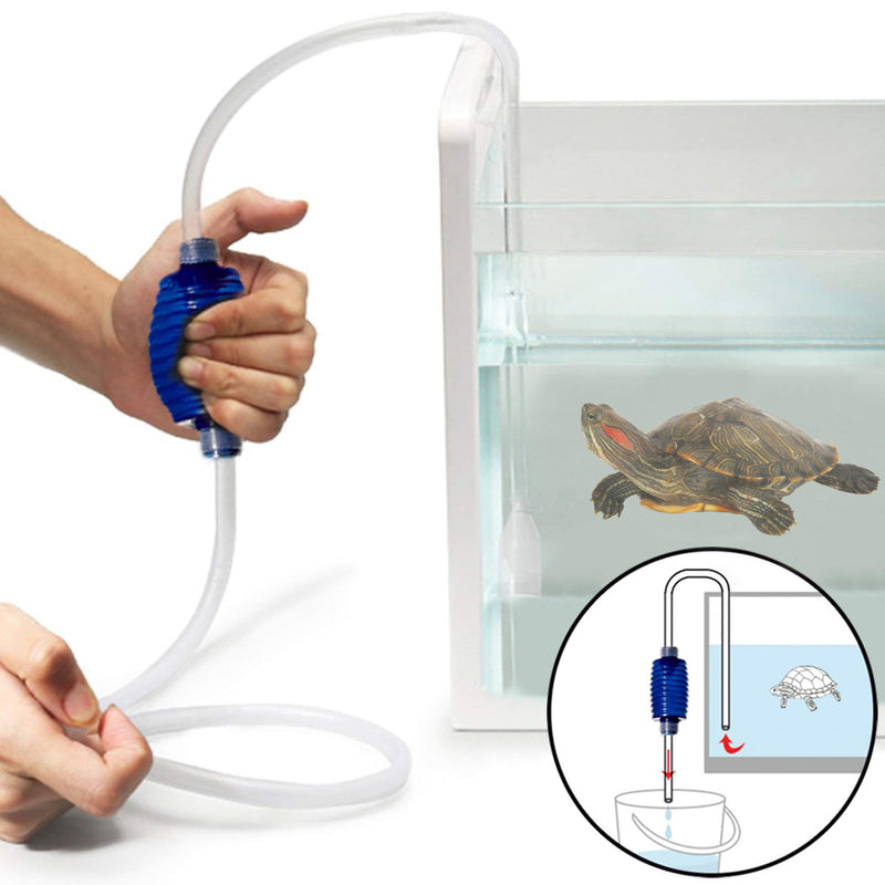 JOR Turtle Tank Siphon, Manual Hand Pump for Aquarium Water Change, Quick to Assemble & Easy to Use, Includes Flexible Standard Tubing, Netted Nozzle, Priming Bulb & Discharge Hose - PawsPlanet Australia