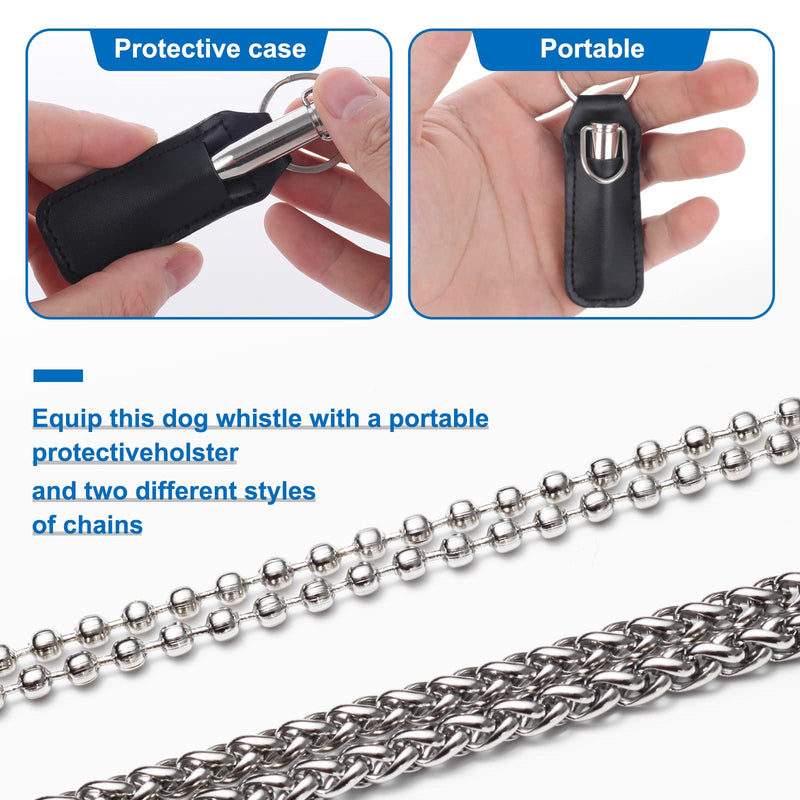 TuHeeHuT Dog Whistle，Professional for Stop Barking Recall Training，Adjustable Ultrasonic Training Tool，with 2 Silver Lanyards and Leather Cases - PawsPlanet Australia