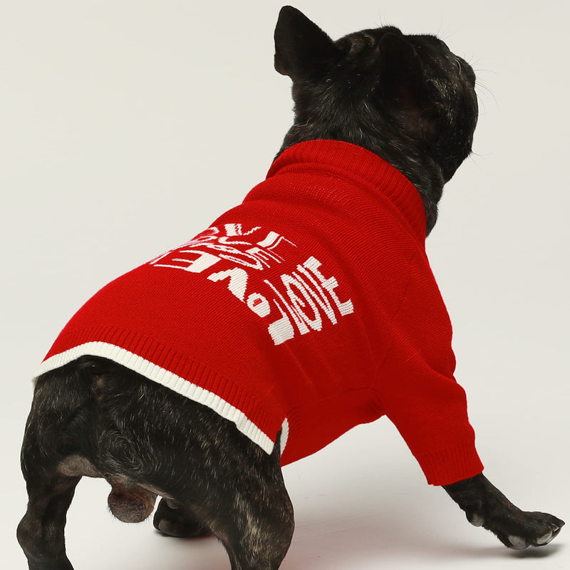 Fitwarm Dog Sweater Love Puppy Clothes Thermal Pet Coat Turtleneck Dogs Sweaters Lovable Cat Clothes Valentine’s Day Doggie Outfits Sweatshirt Red XS - PawsPlanet Australia