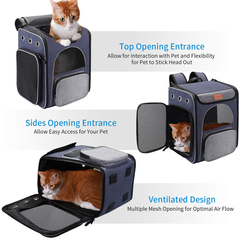 morpilot Cat Carrier Backpack, Foldable Pet Backpack Carrier for Cats and Small Dogs, Breathable Dog Carrier Backpack with Inner Safety Leash + Folding Dog Bowl, Ideal for Hiking Traveling Outdoor Use - PawsPlanet Australia