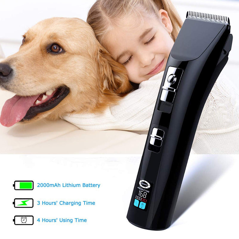 GOFUN Pet Grooming Clippers, Professional Quiet USB Cordless Horse Clippers Dog Clippers Cat Dog Grooming Clippers for Thick Hair Dogs, Cats and Horses (Black) - PawsPlanet Australia