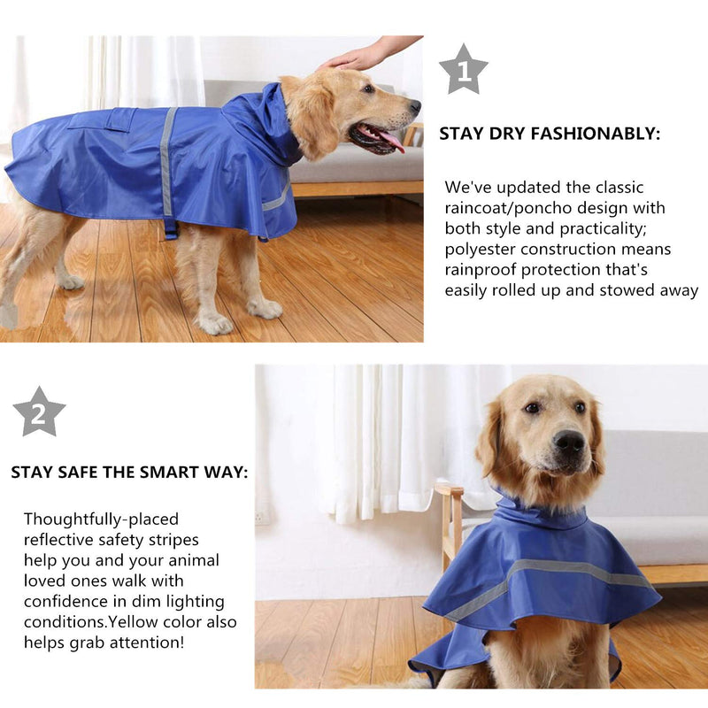 [Australia] - JYHY Dog Raincoat Adjustable Reflective Waterproof Lightweight Dog Rain Jacket Rain Poncho with Hood for Medium Large Dogs Small Blue 