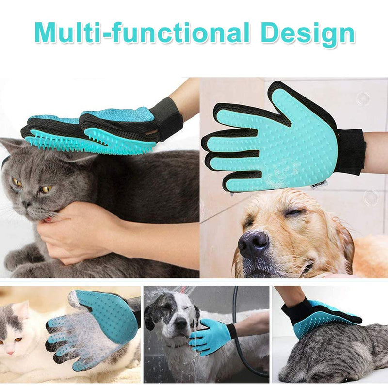 YUIP 2 Pcs Pet Glove, Pet brushing glove, Mitt Massage Deshedding, Pet Hair Remover Mitt, Deshedding Brush Glove Pet Grooming Glove Brush - PawsPlanet Australia