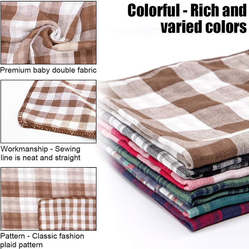 Dog Bandanas - 6PCS Birthday Gift Washable Green Black Brown Blue Red Square Plaid Printing Dog Bib Double Reversible Kerchief Scarf Adjustable Accessories for Small to Large Dog Puppy Cat Classicism - PawsPlanet Australia