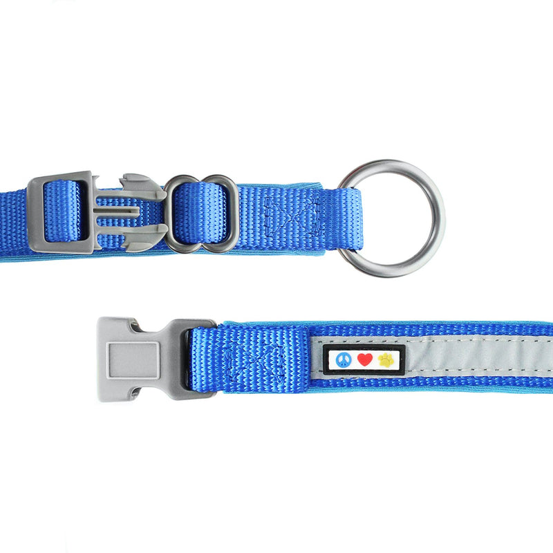 [Australia] - Pawtitas Soft Adjustable Reflective Dog Collar Padded Dog Collar XXS Extra Extra Small Blue 