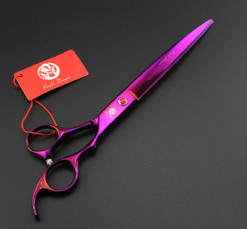 [Australia] - Purple Dragon 8.0 inch Professional Pet Grooming Scissors,Dog Straight Shear, Thinning/Blending Scissor & 2 PCS Curved Shear with Bag Purple 