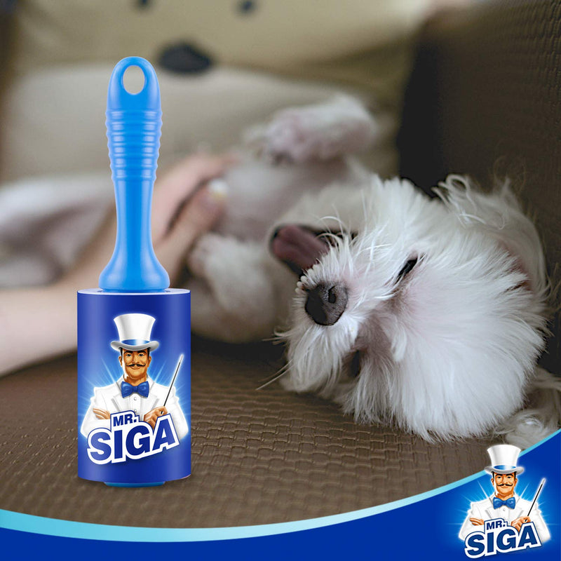 MR.SIGA Extra Sticky Lint Roller, lint roller, lint remover, animal hair lint roller with simple tear sheets, 450 sheets in total, pack of 5, blue - PawsPlanet Australia