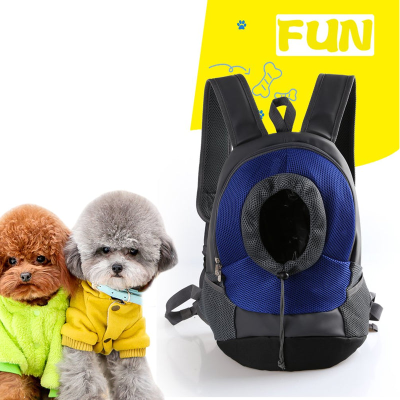 Tineer Outdoor Breathable Pet Dog Carrier Backpack Nylon Front Bag Portable Travel Pet Dog Bag Adjustable Shoulder Mesh Pet Backpack Head out (S, Blue) S - PawsPlanet Australia
