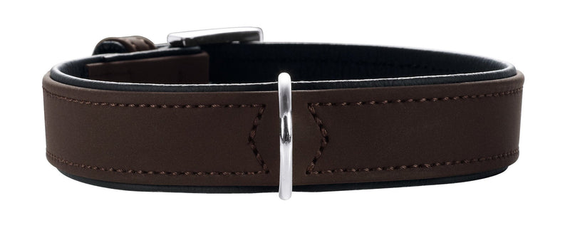 HUNTER SOFTIE dog collar, faux leather, velvety, easy to clean, 45 (SM), brown 45 (SM) - PawsPlanet Australia