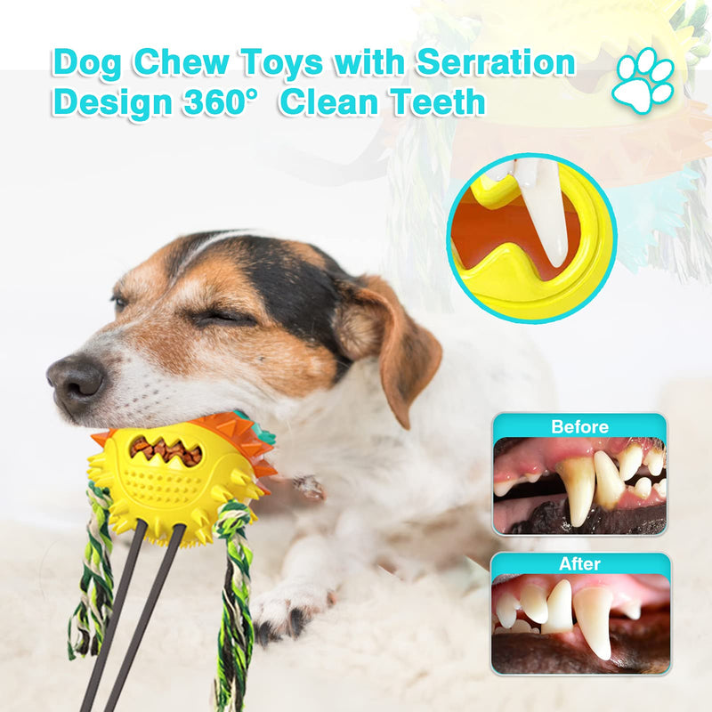 Dog Toys for Aggressive Chewers Suction Cup Tug of War Interactive Puzzle Dogs Toy Indestructible Chew Squeaky Rope Toys for Small Medium Large Dogs with Teeth Cleaning and Food Dispensing Features - PawsPlanet Australia