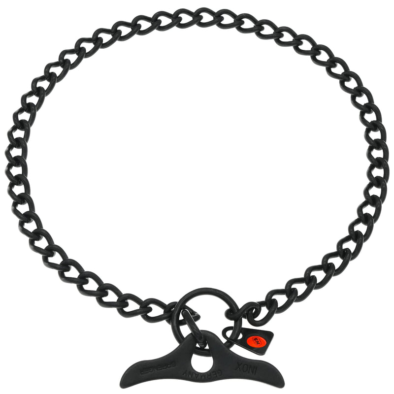 Herm Sprenger Black Stainless Steel Dog Training Collar with Toggle and Round Links Dog Chain for Small Medium Large Dogs Made in Germany (16in (Neck Size up to 14in)) 16in (neck size up to 14in) - PawsPlanet Australia