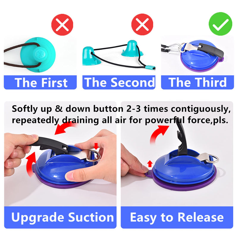 Dog Rope Puppy Chew Ball Toy Upgrade Suction Cup, Pet Cleaning Teeth Training Tool, Aggressive Chewers Interactive Squeaky Bell,Food Dispensing Prevents Boredom Relieves Stress Grembeb Purple Blue - PawsPlanet Australia