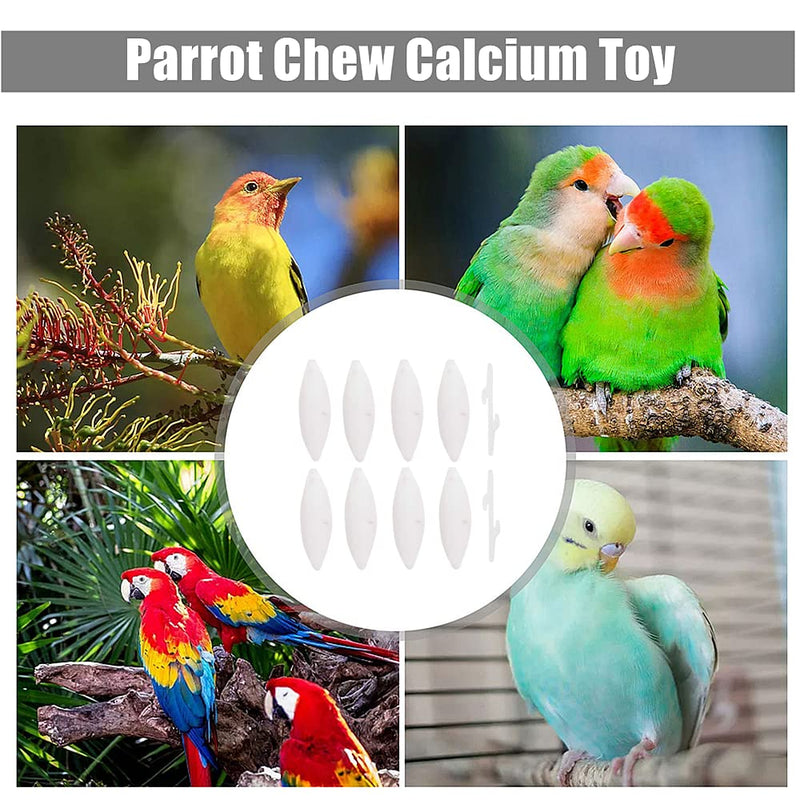 通用 8 Pack Parrot Chew Calcium Toy with 2 Pieces Metal Holder Bird Cuttlebone Toys Chewing Cuttlefish Bone Bird Pet Molar Toy for Parrots Cage Birds - PawsPlanet Australia