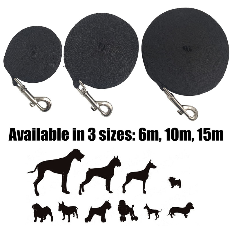 Mainiusi Dog Training Lead Leash 6m /20ft Extra Long Line Dog Rope for Large, Medium, Small Dogs Pet Nylon Recall Lead for Camping Tracking Training Obedience Backyard Playing Running 6m with padded handle Black - PawsPlanet Australia