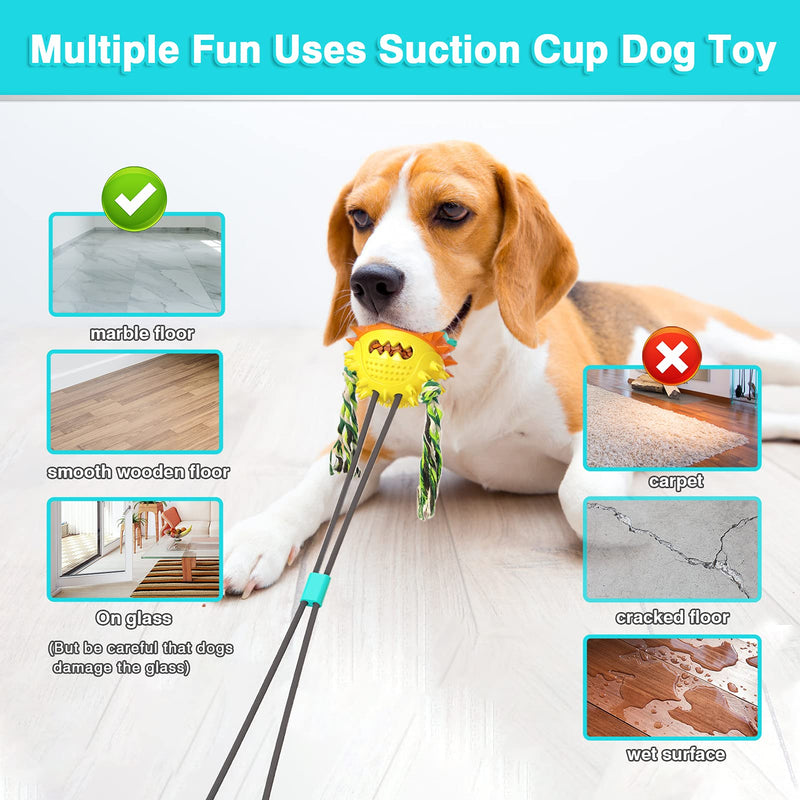 Dog Toys for Aggressive Chewers Suction Cup Tug of War Interactive Puzzle Dogs Toy Indestructible Chew Squeaky Rope Toys for Small Medium Large Dogs with Teeth Cleaning and Food Dispensing Features - PawsPlanet Australia