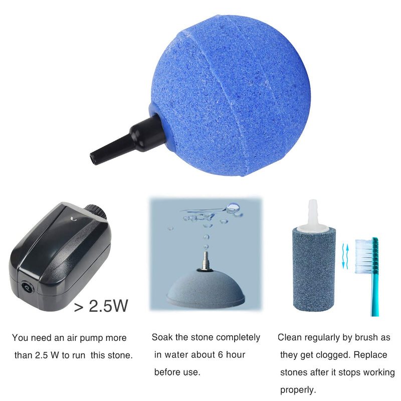 Pawfly 2 Inch Blue Ball Air Stone Bubble Diffuser for Aquarium 2 W Air Pump, 4 Pack - PawsPlanet Australia