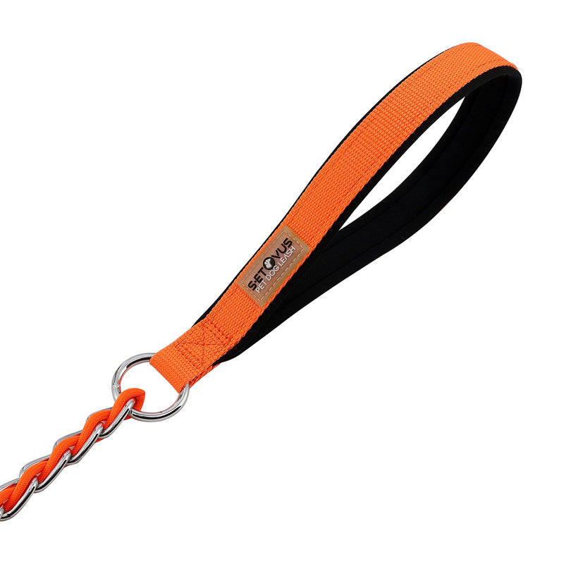 Chewy Dog Leash, 4FT/5.2FT Anti-bite Leash, Heavy Metal Dog Leash, Strong and Comfortable Padded Handle, Suitable for Medium-Sized Dogs, Large Dogs, Suitable for Walking Training (Orange, 4FT) Orange - PawsPlanet Australia