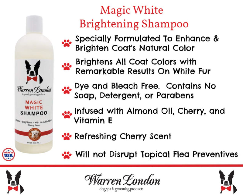 [Australia] - Warren London Magic White Brightening Dog Shampoo - Enhances Natural Color & Shine of All Coats - 17 oz & 1 Gallon 17 Ounce 