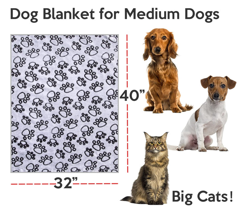 Soft Dog Bed Blanket, Warm Puppy Blankets Cat Kitten Throw, Medium & Small Fluffy Pet Bed Blanket, Cute Paw Print Pet Blanket for Furniture, Couch Sofa, Newborn Pets Essentials & Gifts 32x40 inch (Pack of 1) - PawsPlanet Australia