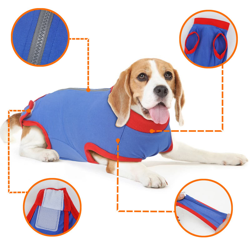 Vanansa Dog Surgery Recovery Suit, Dog Recovery Suit after Surgery, Elastic Dog Onsie for Small Medium Large Dogs to Protect Abdominal Wounds Anti-Licking,XS，Blue XS Blue - PawsPlanet Australia