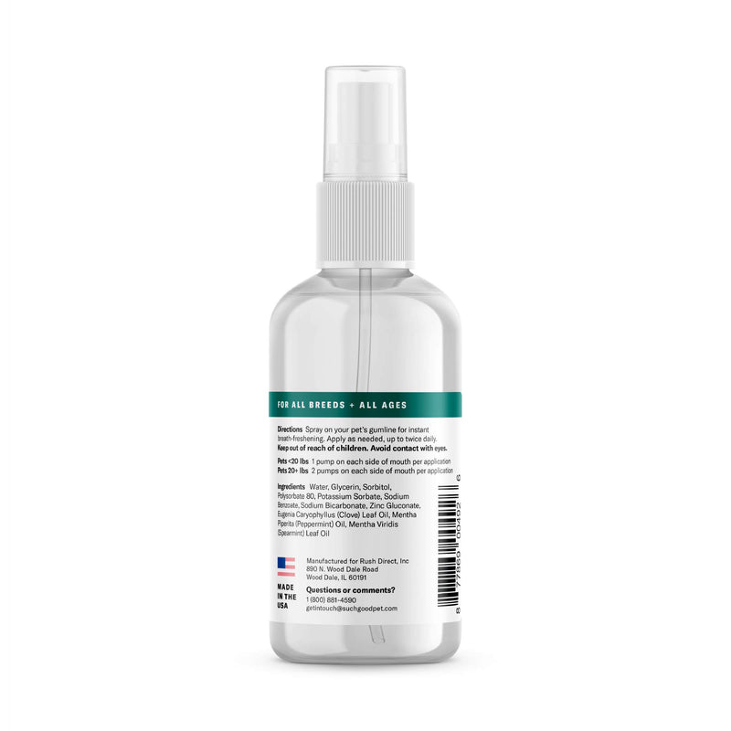 Suchgood Advanced Dental Spray for Pets | Simple, Brushless Dental Care for Good Dogs and Cats | Made in The USA with Premium Ingredients to Fight Odor-Causing Bacteria and Freshen Breath, 4oz (4926) - PawsPlanet Australia