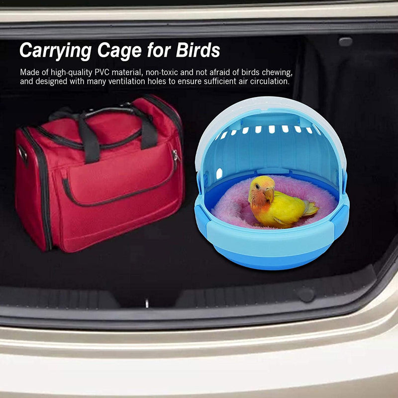 Bird Carrier with Handle - Parrot Carrier Lightweight Portable Pets Suitcase Transparent Breathable Warm Nest Bed for Parakeet Macaw Cockatiels Conure Lovebird Parrot Birds Accessories Blue - PawsPlanet Australia