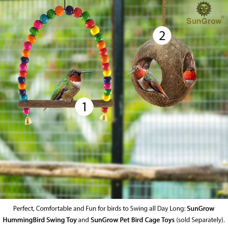 [Australia] - SunGrow Hummingbird Swing Perch, 6” x 8.5”, Wooden Dowel Makes for Resting Spot, Colorful Beads Adds Charming Accent to Garden, 1-Piece 