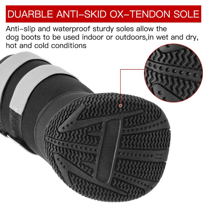 BINGPET Waterproof Dog Boots Pet Shoes - Durable Paw Protection Neoprene Doggy Shoes with Reflective and Adjustable Straps for Medium Large Dogs in All Season, Anti-Slip Soles, Indoor and Outdoor Wear XL Black - PawsPlanet Australia