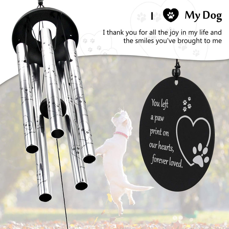 ASTARIN Pet Memorial Wind Chime, 30 Inches Paw Print Pet Memorial Gift to Honor and Remember a Dog, Cat, or Other Pet, Beautiful Remembrance Gift for a Grieving Pet Owner 30"Silver - PawsPlanet Australia