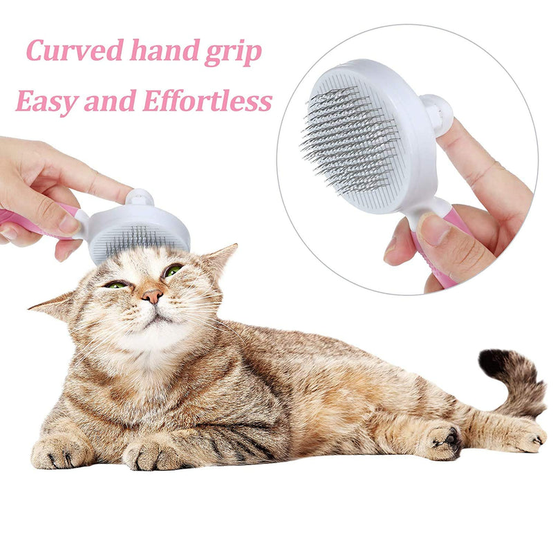 Cat Brush, Self Cleaning Slicker Brushes for Shedding and Grooming Removes Loose Undercoat, Mats and Tangled Hair Grooming Comb for Cats Dogs Dematting Detangling & Deshedding (Red) Red - PawsPlanet Australia