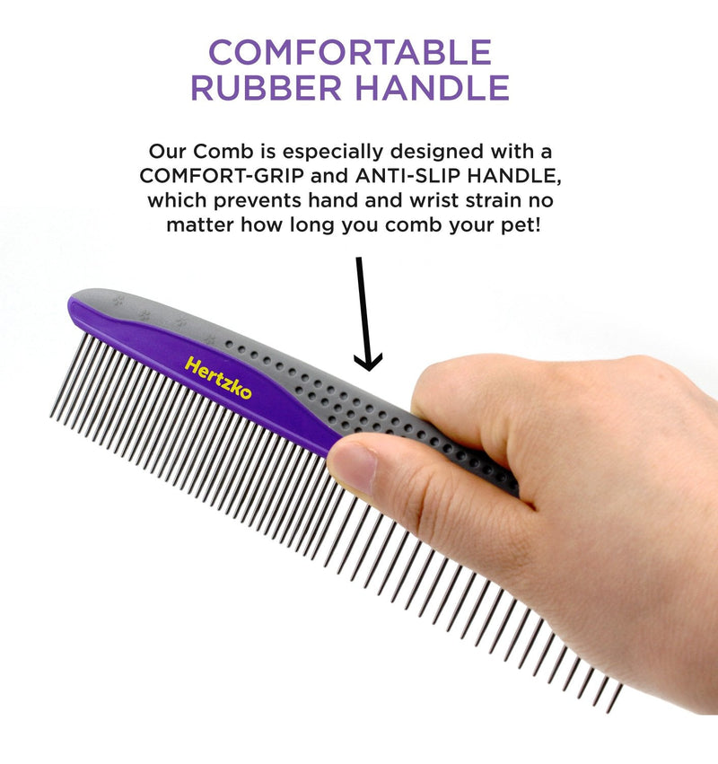 Hertzko 2 Pack Pet Combs Small & Large Comb Included for Both Small & Large Areas -Removes Tangles, Knots, Loose Fur and Dirt. Ideal for Everyday Use for Dogs and Cats with Short or Long Hair - PawsPlanet Australia