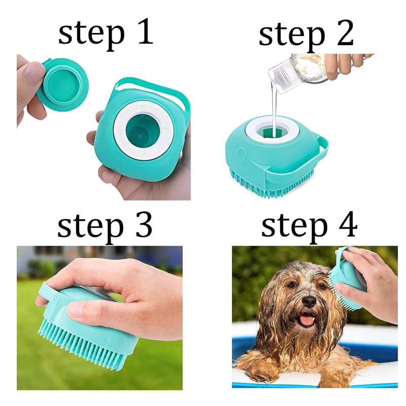 1 piece dog brush, bath brush made of soft, massage brush for dogs, puppy grooming brush, soft pet cleaning massage brush, shampoo dispenser for soothing massage washing - PawsPlanet Australia