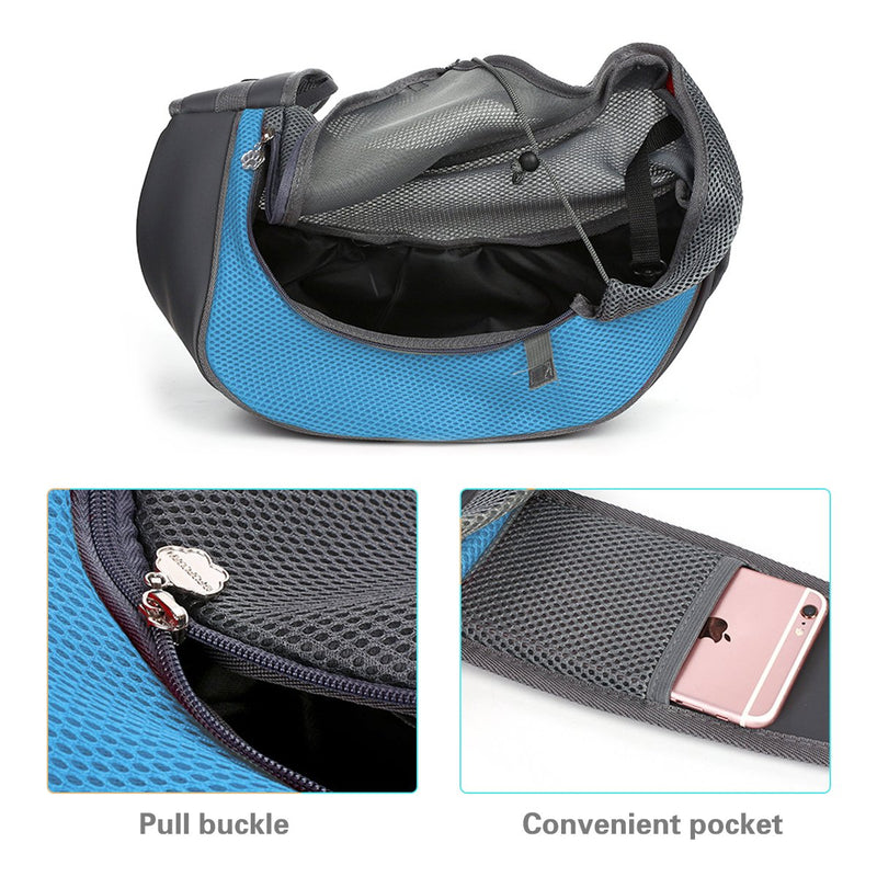 PETCUTE Dog Sling Carrier Pet Sling bags Dog shoulder bag Mesh Pet Carrier Bag Small Dog Travel Bag M within 2.5 kg Blue - PawsPlanet Australia