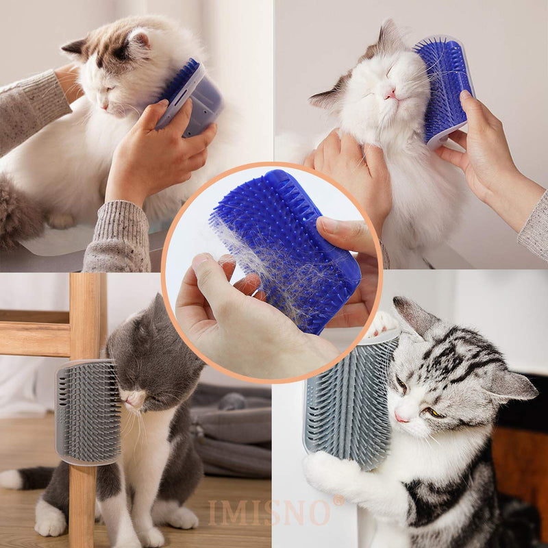 IMISNO Cat Self Groomer with Catnip Pouch,Cats Corner Massage Comb Grooming Brush Tool for Kitten Puppy 2 Black/2 Grey - PawsPlanet Australia