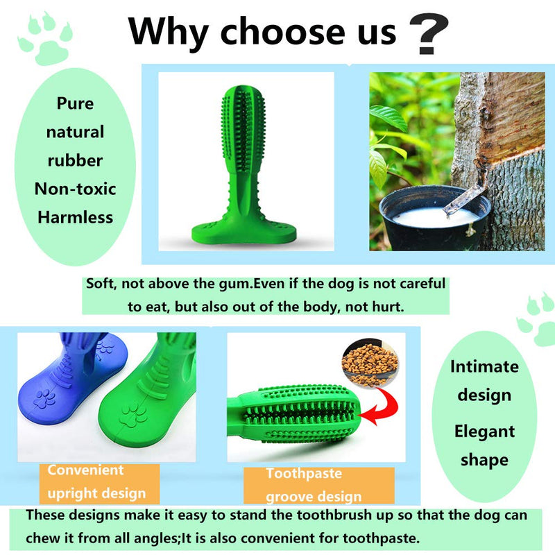 Dog Toothbrush Stick, Upgrade Dog Chew Toys,New Pets Dog Nontoxic Natural Rubber, Dog Tooth Cleaning and Dental Stick, Toy for Dogs' Oral Care Brushing Stick Tooth Cleaning Puppy Chew (L, Green) L - PawsPlanet Australia