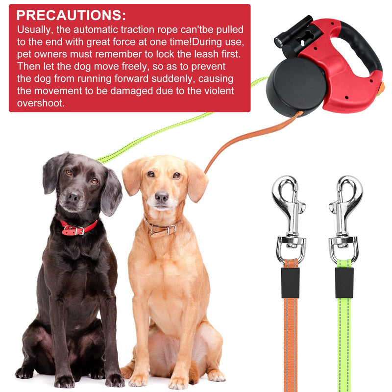 Double Retractable Dog Leash with Non-Slip Handle & Adjustable 3M Dog LeashRetractable Dog Leash Double Leash with Garbage Box, Nylon Strap One-Hand Brake Pause Lock (Red) Red - PawsPlanet Australia