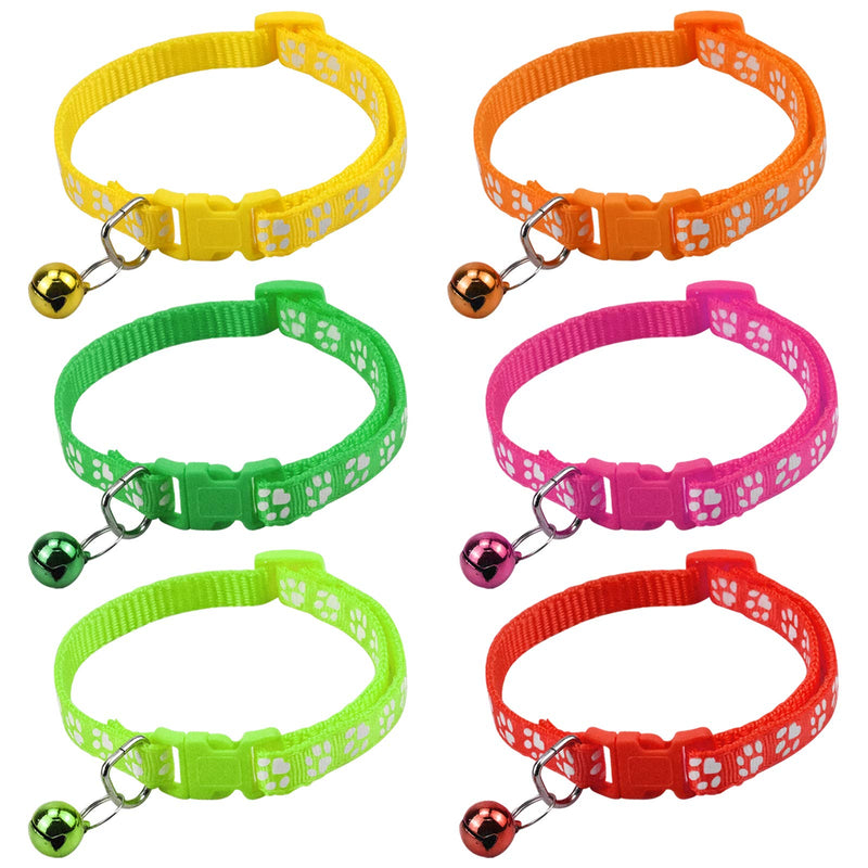 12Pack Safety Buckle Cat Collar Quick Release Safety Cat Collars Colorful Adjustable Cat Collars Reflective Cat Collars with Bell Quick Release for Kitten Cats Small Dogs 20-32CM - PawsPlanet Australia