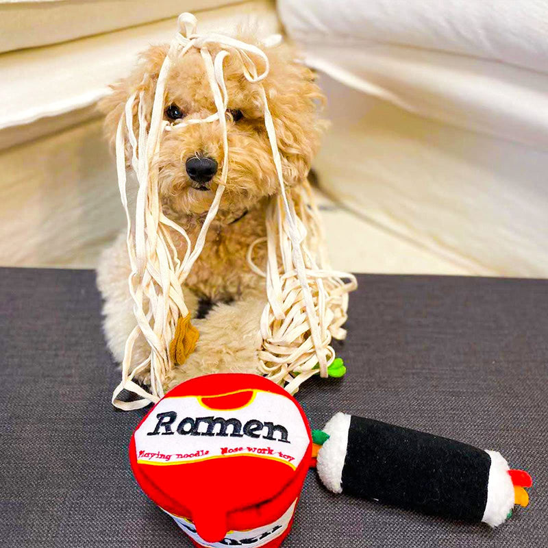 Coco Emporium Ramen Dog Toy, Cute Plush Puppy Sniffle|Snuffle|Chew|Puzzle Toy, Dog Birthday Toy, Brain Stimulating, Nosework, Food Plushies, Food Dispenser, Dog Interactive Toys - PawsPlanet Australia