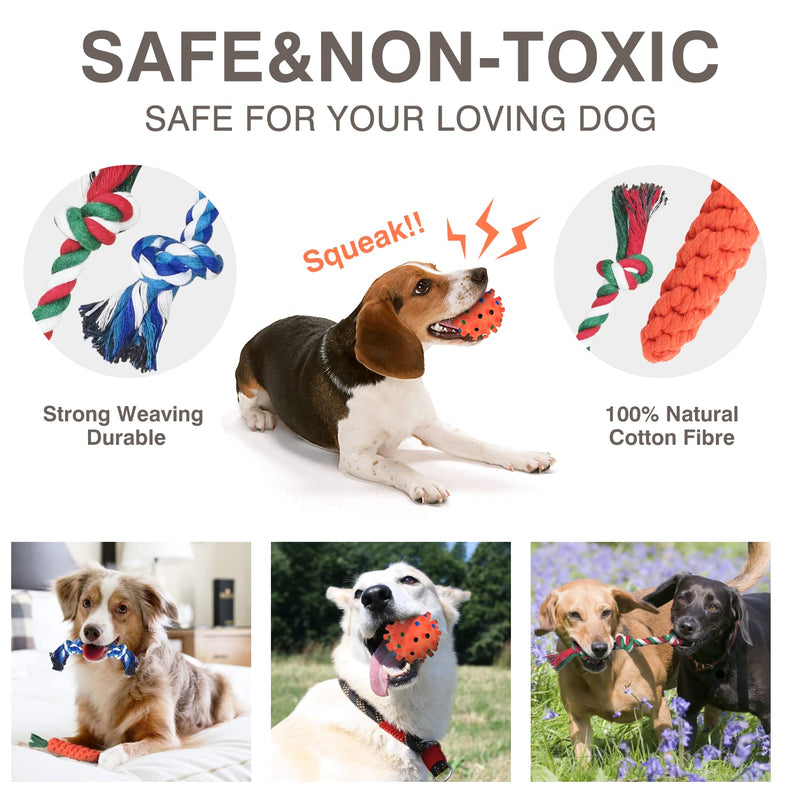 GENPAR dog chew toy, dental training, dog toy rope, puppy toy set, chew toy for small dogs and puppies, 100% natural cotton. (10-piece set) P009 - PawsPlanet Australia