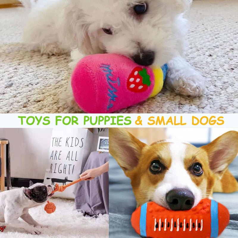 Sundrawy Small Dog Toys Squeaky Stuffed Plush Cuddly Puppy Toys Interactive Play Balls Tow Ropes for Chewing and Teething Selection of Pet Toys Gift Packages Cow Pro - PawsPlanet Australia