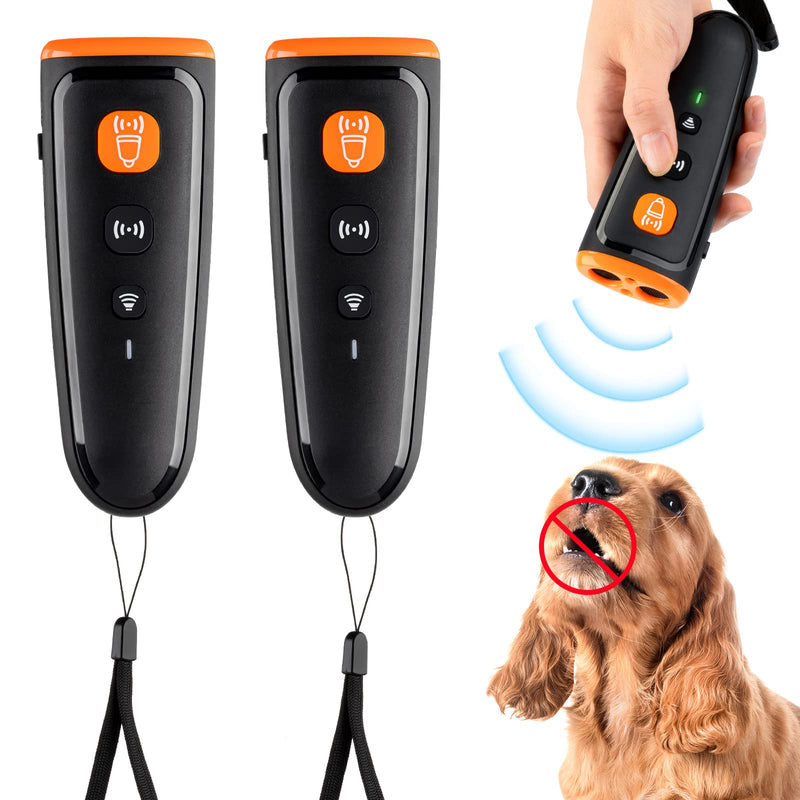 Qualirey 2 Pieces Ultrasonic Dog Barking Control Devices Dog Training Device Rechargeable Deterrent Devices for Small Medium and Large Dogs Dog Training Behavior Aids(Black Orange) Black Orange - PawsPlanet Australia