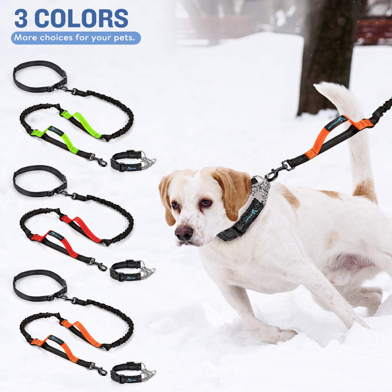 PuppyDoggy Hands Free Dog leash Reflective 6 ft For Large and Medium Dogs with Adjustable Waist Belt & Chain Martingale Dog Collar & Poop Bag Dispenser for Running Walking Training (Large, Orange) - PawsPlanet Australia