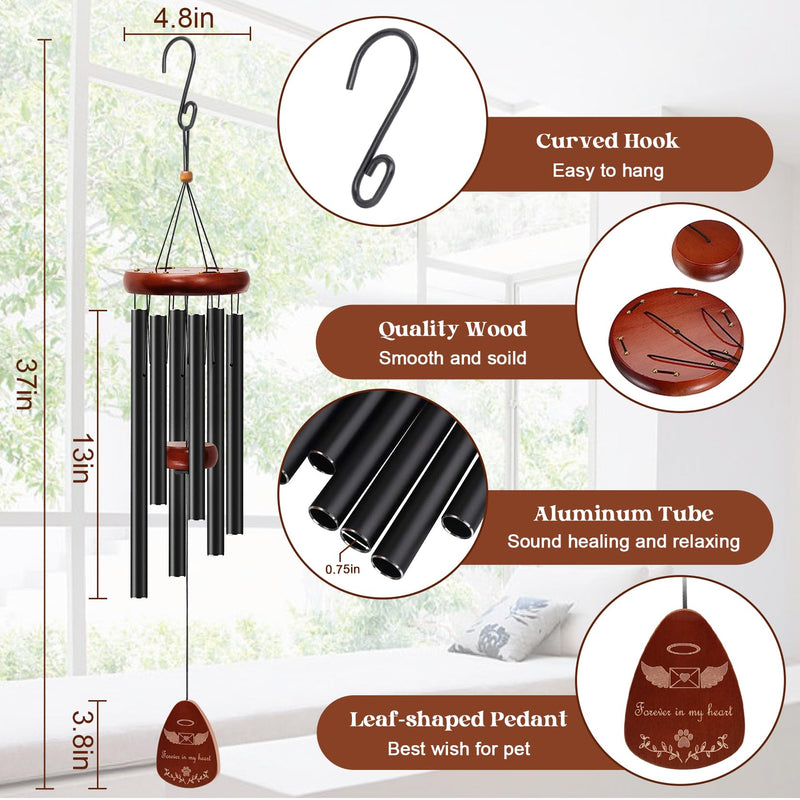 Pet Memorial Wind Chime, Dog Memorial Gifts for Loss of Dog, Loss of Dog Sympathy Gift - 37" Pet Remembrance Wind Chime with Handwriting Card, Key Chain, Forever in Our Hearts - PawsPlanet Australia