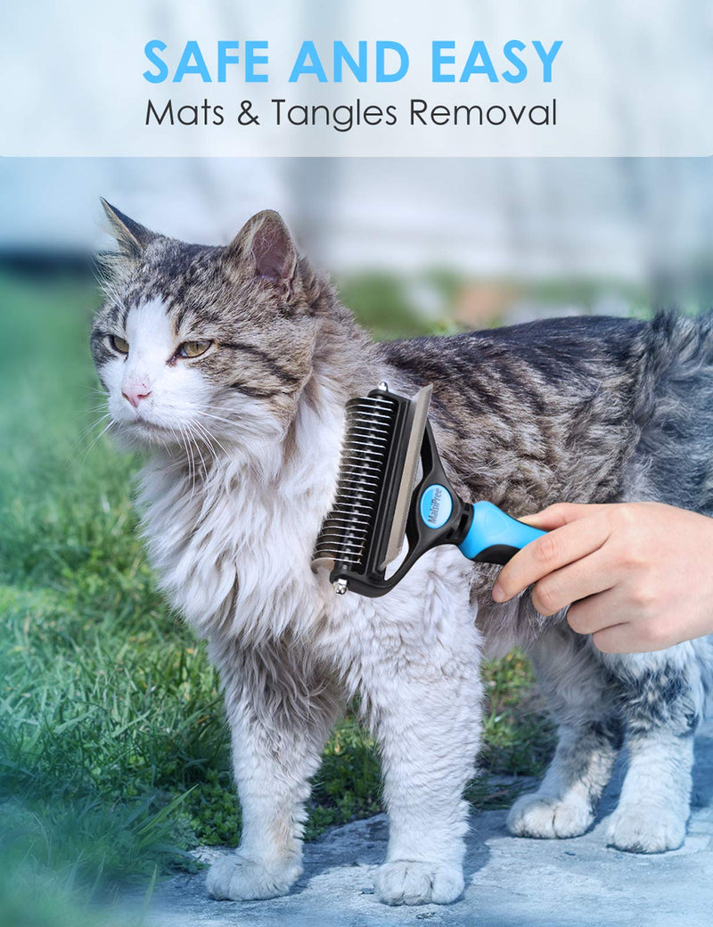 [Australia] - Pet Grooming Brush for Dogs/Cats, 2 in 1 Deshedding Tool & Undercoat Rake Dematting Comb for Mats & Tangles Removing, Reduces Shedding by up to 95%, Great for Short to Long Hair Small Large Breeds 