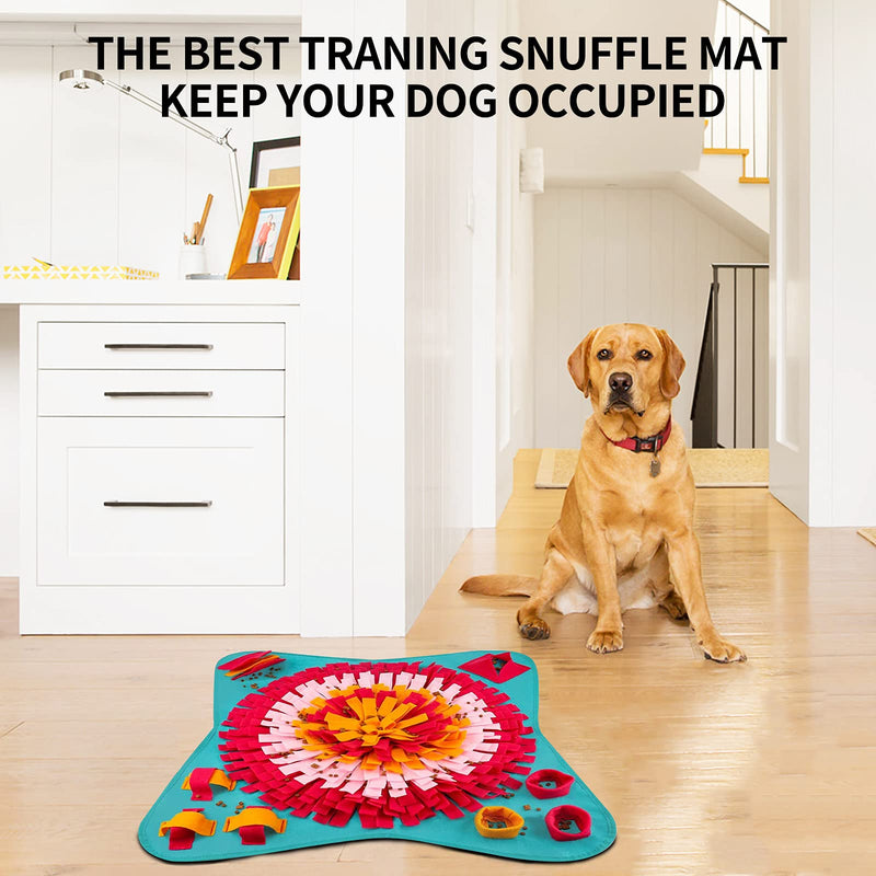 IEUUMLER Snuffle Mat for Dog Food Sniffing Feeding Mat Interactive Toys Encouraging Natural Foraging Puzzle Stress Relief Slow Feeding for Dogs 71x71cm Blue - PawsPlanet Australia