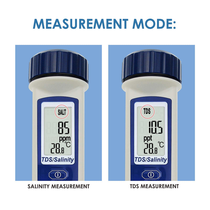 2 in 1 Kit Salinity/TDS & Temperature Meter Monitor 0~14.0pH Measure Range Automatic Calibration Function for Hydroponics, Aquariums, Drinking Water - PawsPlanet Australia