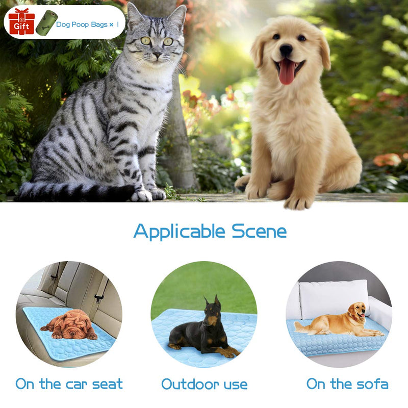 Pet Cooling Mat, Keep Cool in Summe, Perfect Indoors, Outdoors or in The Car L-28" x 22" Blue - PawsPlanet Australia