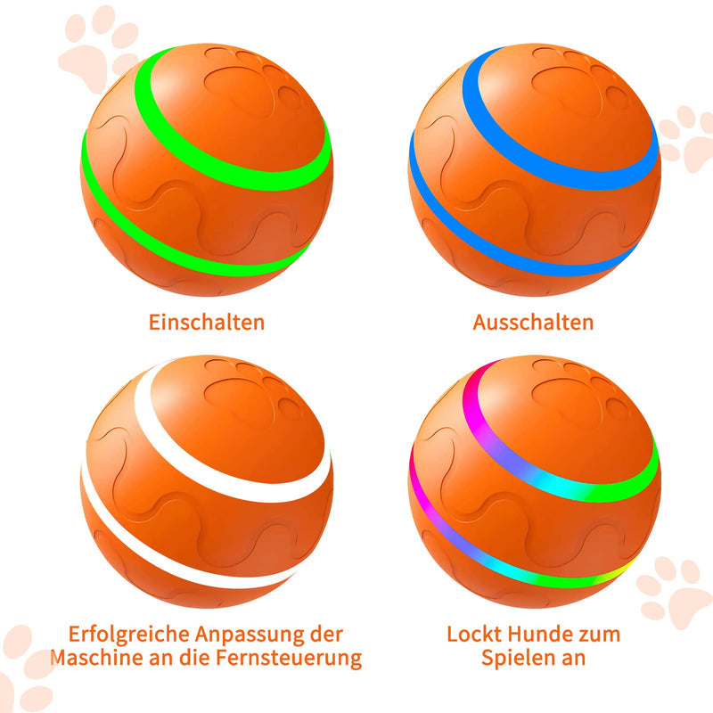 Lacyie Interactive Dog Toy Ball, Automatic Ball for Dogs that Moves by Themselves, 360° Rolling Electric Ball with LED Light, USB Rechargeable, Smart Wicked Ball for Cats and Dogs, Orange - PawsPlanet Australia